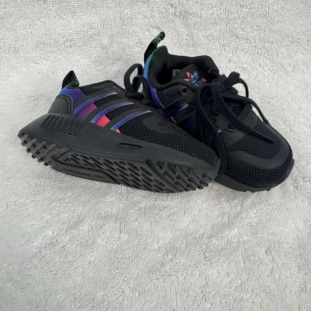 NEW ADIDAS ORIGINALS MULTIX EL I CORE Toddler 4k Black Rainbow Baby Athleisure